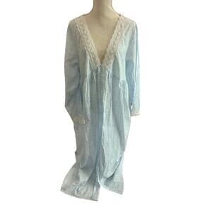 Eileen West Floral Lace 100% Cotton Long Sleeve Full-Length Robe/Nightgown